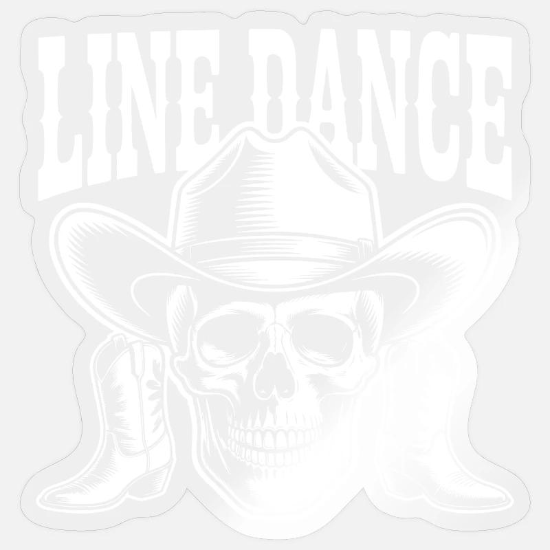 Line Dance Skull Western - Sticker size S (10 x 10 cm) - transparent glossy