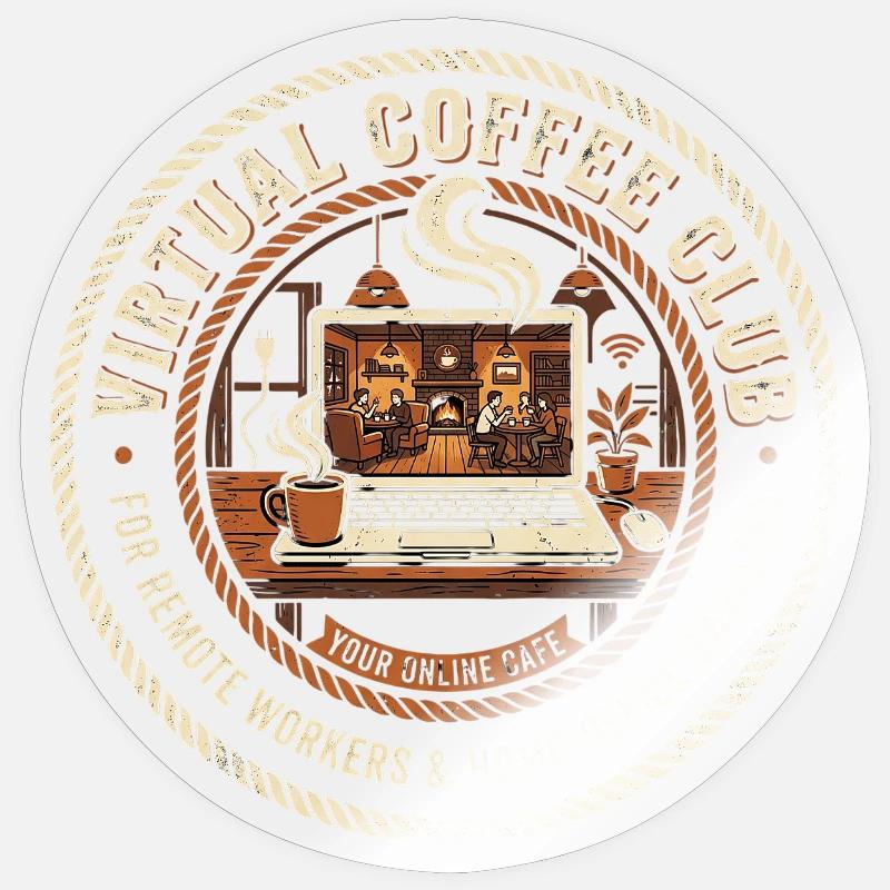 Club de café virtuel - Sticker taille S (10 x 10 cm) - brillant transparent