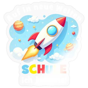 Rakete ins neue Schuljahr - Sticker Größe S (10 x 10 cm) - Transparent glänzend - Vorne
