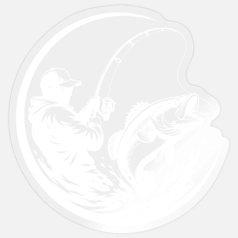 Angler - Sticker Größe S (10 x 10 cm) - Transparent glänzend