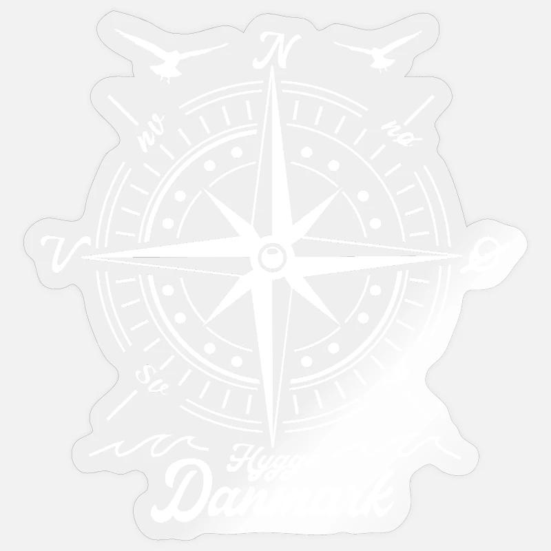 Nordischer Kompass mit Danmark-Text - Sticker Größe S (10 x 10 cm) - Transparent glänzend
