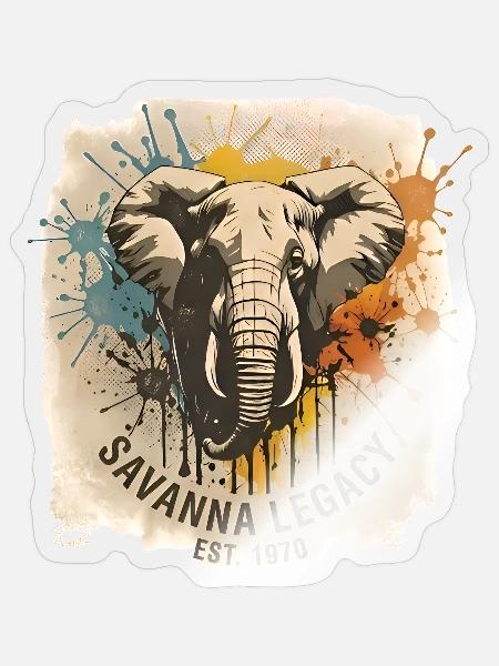 Savanne-Erbe-Elefant - Sticker Größe S (10 x 10 cm) - Transparent glänzend