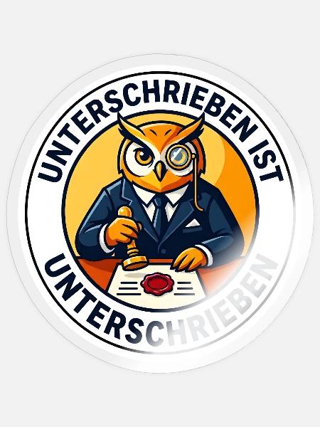 Jurist Notar Unterschrieben Eule Anwalt Geschenk - Sticker Größe S (10 x 10 cm) - Transparent glänzend