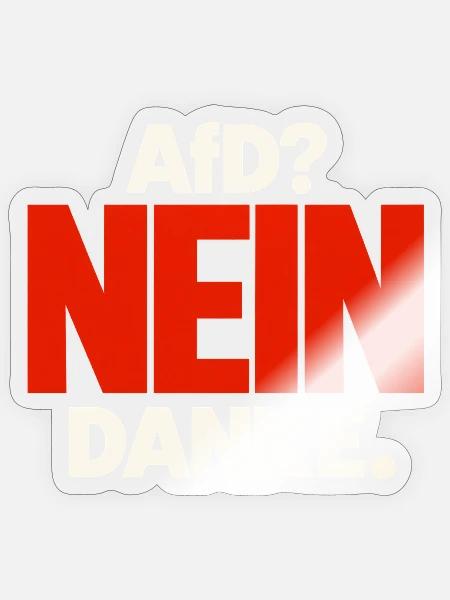 AfD? Nein danke – Statement in Rot und Weiß - Sticker Größe S (10 x 10 cm) - Transparent glänzend