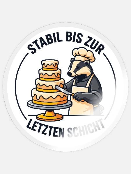 Stabile Dachs Torte Schicht - Sticker Größe S (10 x 10 cm) - Transparent glänzend