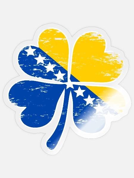 Bosnien Flagge Vierblättriges Kleeblatt used - Sticker Größe S (10 x 10 cm) - Transparent glänzend