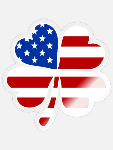 USA Flagge Vierblättriges Kleeblatt - Sticker Größe S (10 x 10 cm) - Transparent glänzend