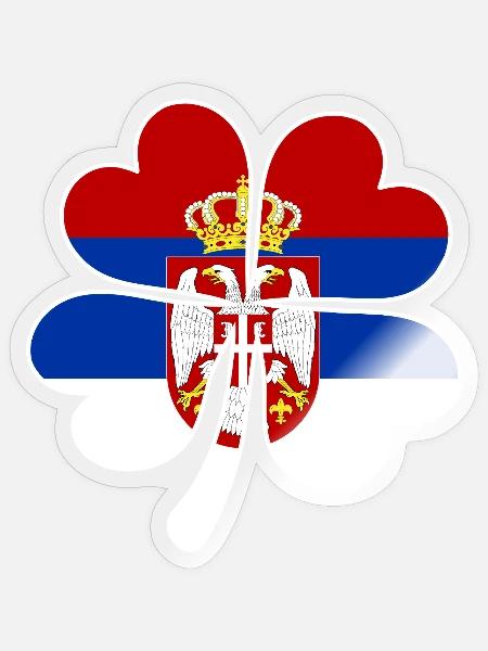 Serbien Flagge Vierblättriges Kleeblatt - Sticker Größe S (10 x 10 cm) - Transparent glänzend