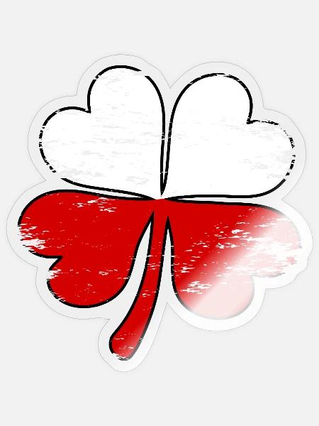 Polen Flagge Kleeblatt used - Sticker Größe S (10 x 10 cm) - Transparent glänzend