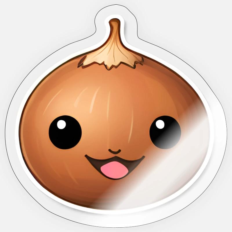 Châtaignier Kawaii - Sticker taille S (10 x 10 cm) - brillant transparent