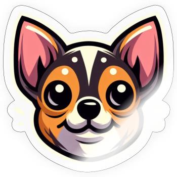 Chihuahua chien tête de dessin animé - Sticker taille S (10 x 10 cm) - brillant transparent - Devant