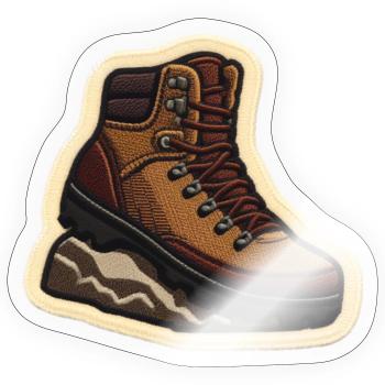 Wanderstiefel Patchstickerei - Sticker Größe S (10 x 10 cm) - Transparent glänzend - Vorne