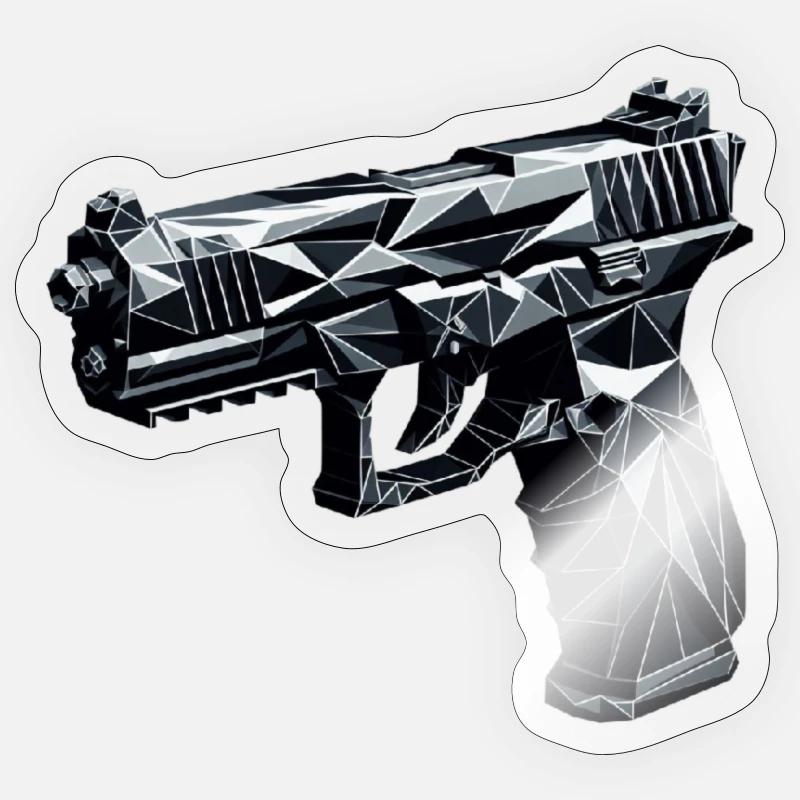 Pistol / Weapon Polygon - Sticker size S (10 x 10 cm) - transparent glossy