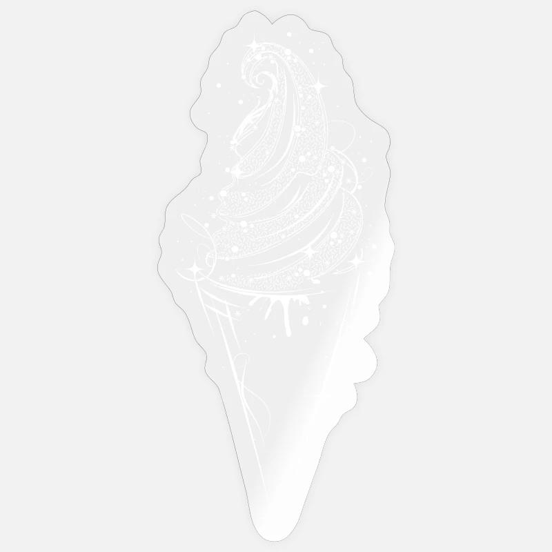 Crème glacée à & cornet gaufre - Sticker taille S (10 x 10 cm) - brillant transparent