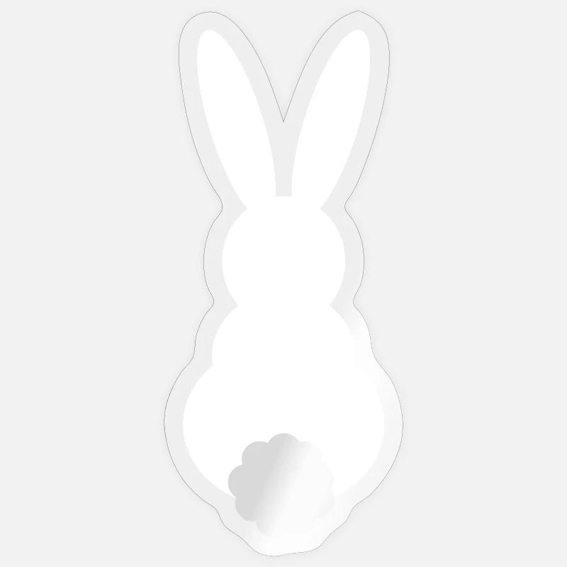 Silhouette de lapin avec une queue duveteuse Sticker taille S (10 x 10 cm)