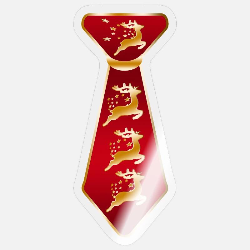 Cravate festive silhouette de renne - Sticker taille S (10 x 10 cm) - brillant transparent
