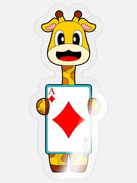 Giraffe Poker Pokerkarten - Sticker Größe S (10 x 10 cm) - Transparent glänzend