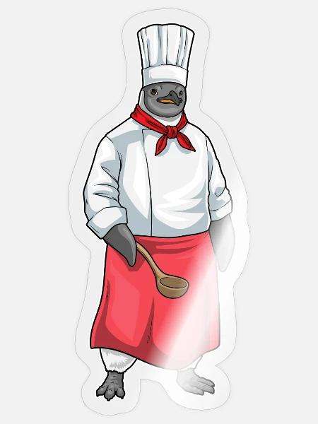 Pinguin Koch Kochlöffel Kochen - Sticker Größe S (10 x 10 cm) - Transparent glänzend