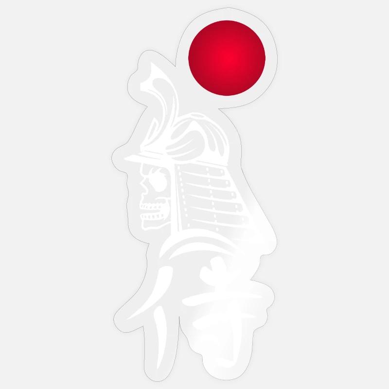 Weißer Samurai und Rote Sonne - Sticker Größe S (10 x 10 cm) - Transparent glänzend