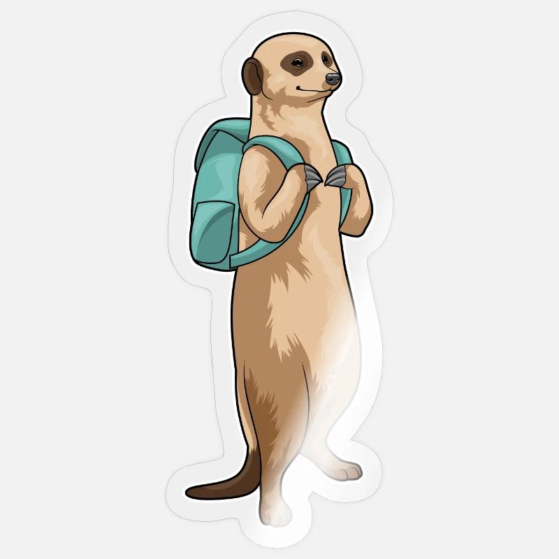 Sac à dos scolaire suricate - Sticker taille S (10 x 10 cm) - brillant transparent