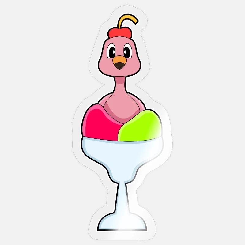 Flamingo Eisbecher - Sticker Größe S (10 x 10 cm) - Transparent glänzend