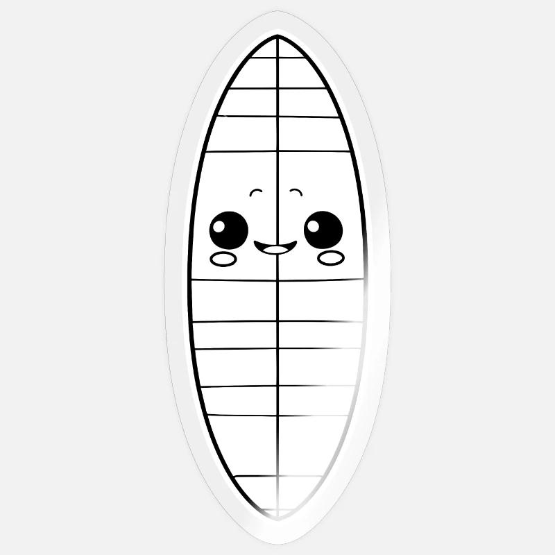 Planche de surf style dessin animé - Sticker taille S (10 x 10 cm) - brillant transparent