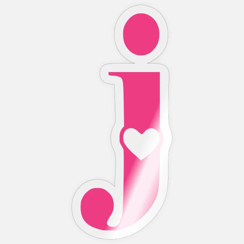 Buchstabe j Anfangsbuchstabe mit Herz Sticker Größe S (10 x 10 cm)