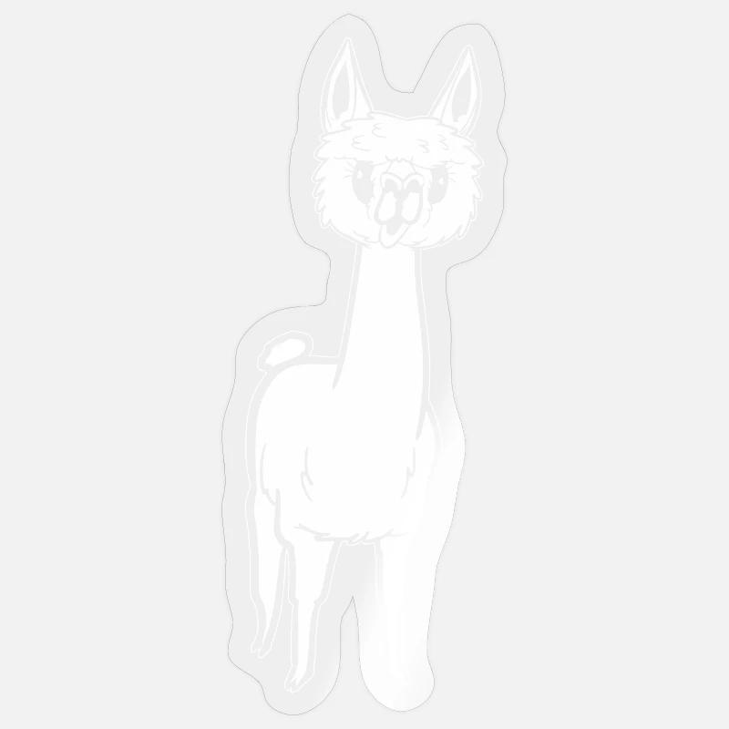 Alpaga blanc dans le style BD mignon Sticker taille S (10 x 10 cm)