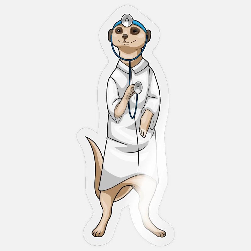 Erdmännchen Arzt Stethoskop - Sticker Größe S (10 x 10 cm) - Transparent glänzend