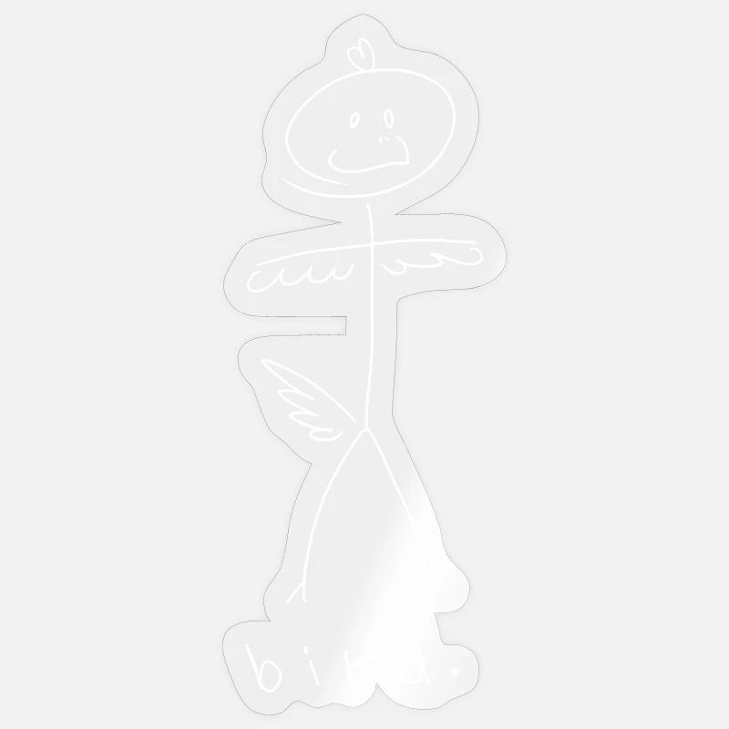 Oiseau. (lignes blanches) (par Leni Riosa) - Sticker taille S (10 x 10 cm) - brillant transparent