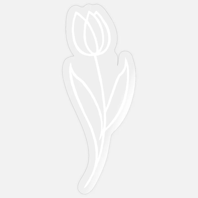 Skizze einer weißen Blume - Sticker Größe S (10 x 10 cm) - Transparent glänzend