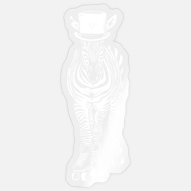 Badass Zebra Rollschuhe - Sticker Größe S (10 x 10 cm) - Transparent glänzend