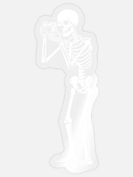 Skelettfotograf Noir - Sticker Größe S (10 x 10 cm) - Transparent glänzend
