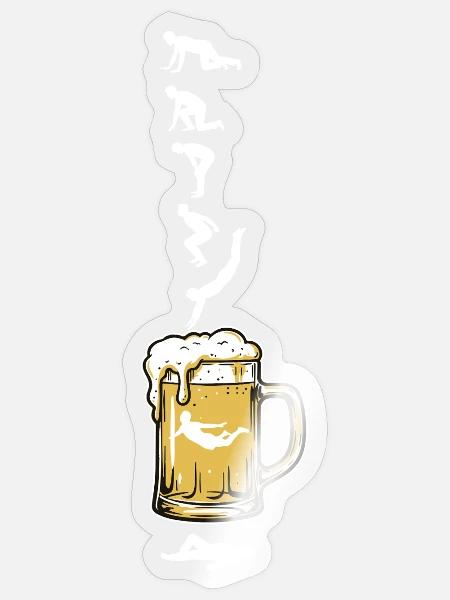Bier Woche | Evolution | Bierbad Wochenzyklus - Sticker Größe S (10 x 10 cm) - Transparent glänzend