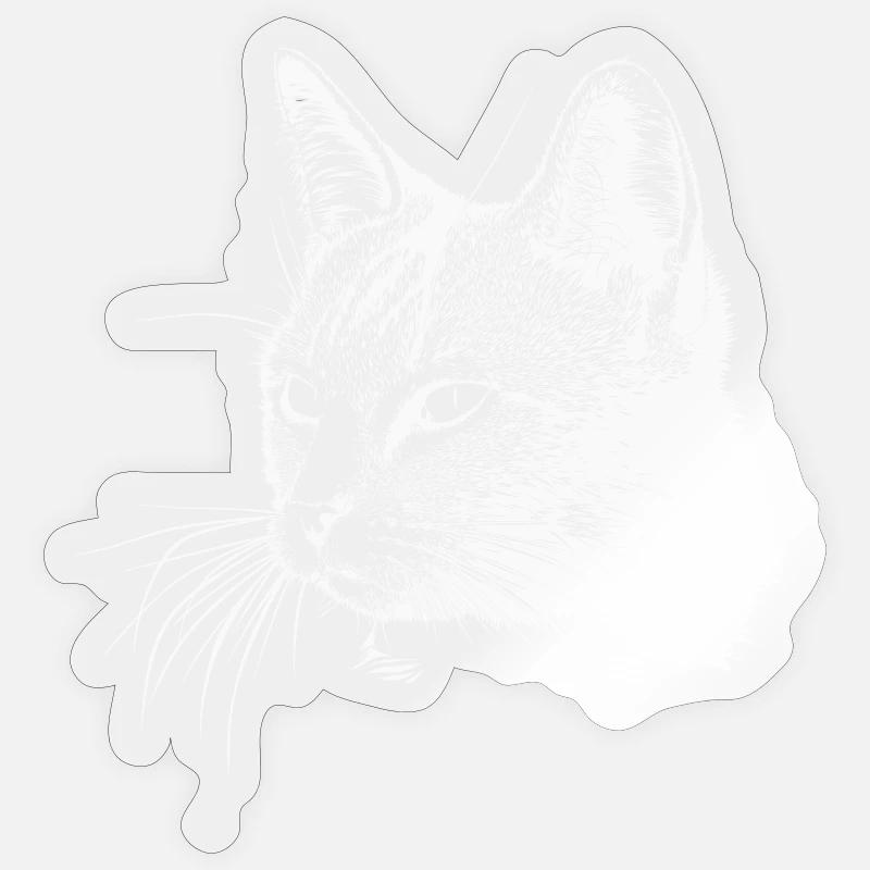 Tête de chat - Blanc - Sticker taille S (10 x 10 cm) - brillant transparent
