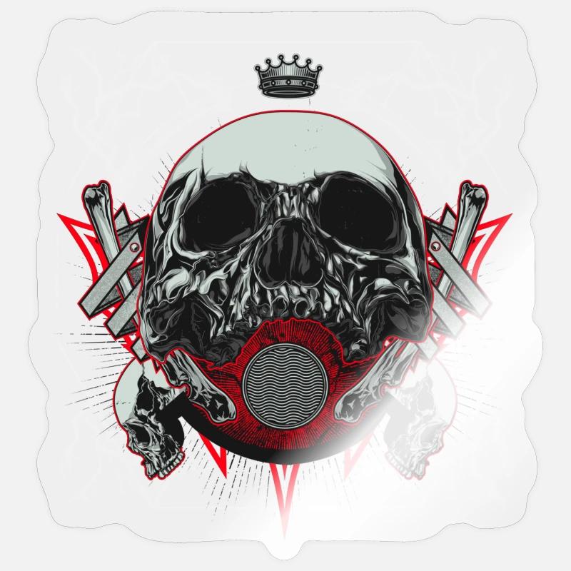 Schädel Kunstwerk mit Blitz Sticker Größe S (10 x 10 cm)
