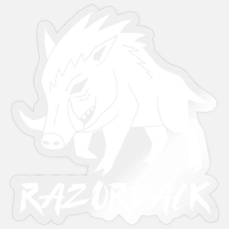 Sanglier blanc razorback - Sticker taille S (10 x 10 cm) - brillant transparent