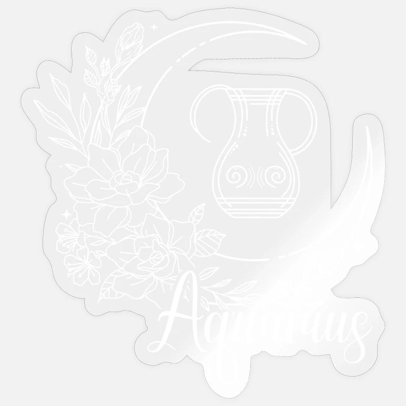 Wassermann Mond Blumengefäß - Sticker Größe S (10 x 10 cm) - Transparent glänzend