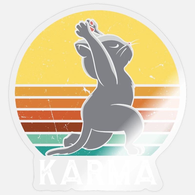 KARMA CAT - Sticker Größe S (10 x 10 cm) - Transparent glänzend