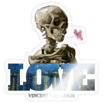 Skull flower. Love Van Gogh. - Sticker size S (10 x 10 cm) - transparent glossy - Front