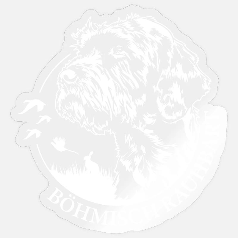 Böhmisch Rauhbart Portrait Jagdhunde Hund Wilsigns Sticker Größe S (10 x 10 cm)