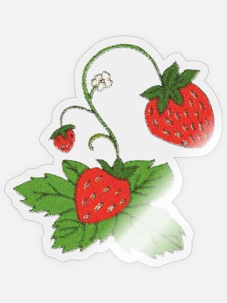 erdbeerpflanze impressionismus - Sticker Größe S (10 x 10 cm) - Transparent glänzend