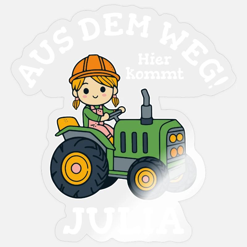 Julia Name Traktor - Sticker Größe S (10 x 10 cm) - Transparent glänzend