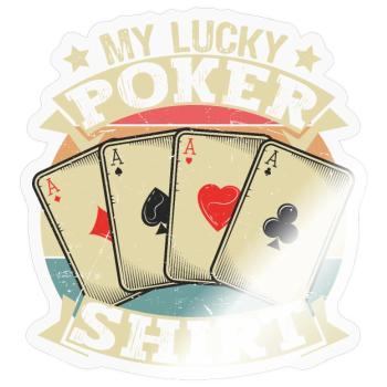 My Lucky Poker Shirt rétro lucky Poker Design - Sticker taille S (10 x 10 cm) - brillant transparent - Devant
