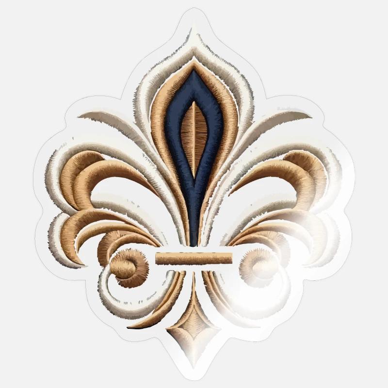 Elegant Fleur-de-Lis Embroidery - Sticker size S (10 x 10 cm) - transparent glossy