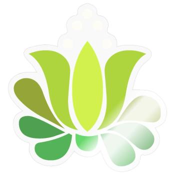 Fleur de Lotus stylisée verte - Sticker taille S (10 x 10 cm) - brillant transparent - Devant