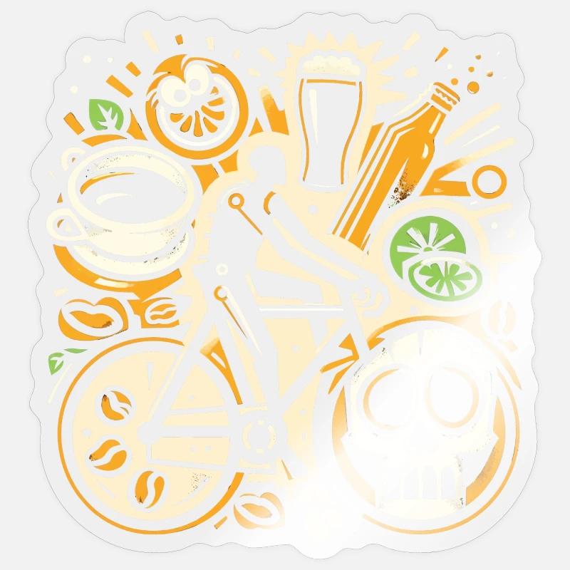 Radfahren, Bier & Kaffee - Perfekte Geschenkidee - Sticker Größe S (10 x 10 cm) - Transparent glänzend