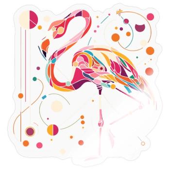 Cool Flamingo - Cadeau pour l’amoureux des animaux - Sticker taille S (10 x 10 cm) - brillant transparent - Devant