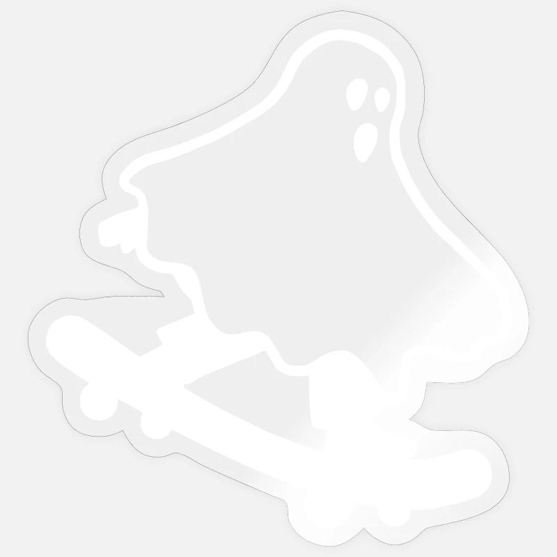 Skateboarding Geist Halloween - Sticker Größe S (10 x 10 cm) - Transparent glänzend