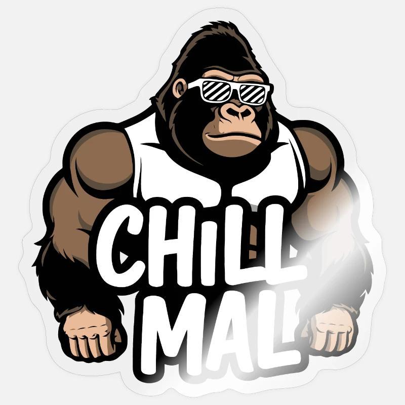 Cooler Bodybuilder-Gorilla - Sticker Größe S (10 x 10 cm) - Transparent glänzend